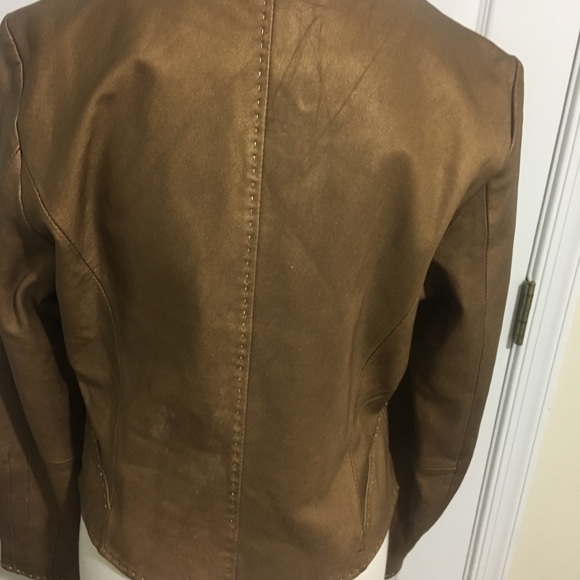 Margaret Godfrey Gold Tone Leather Jacket - Picture 4 of 6